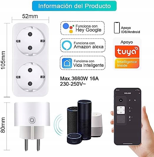 Inteligentny rozgałęźnik sieciowy 2 gniazda 16A Model 8330