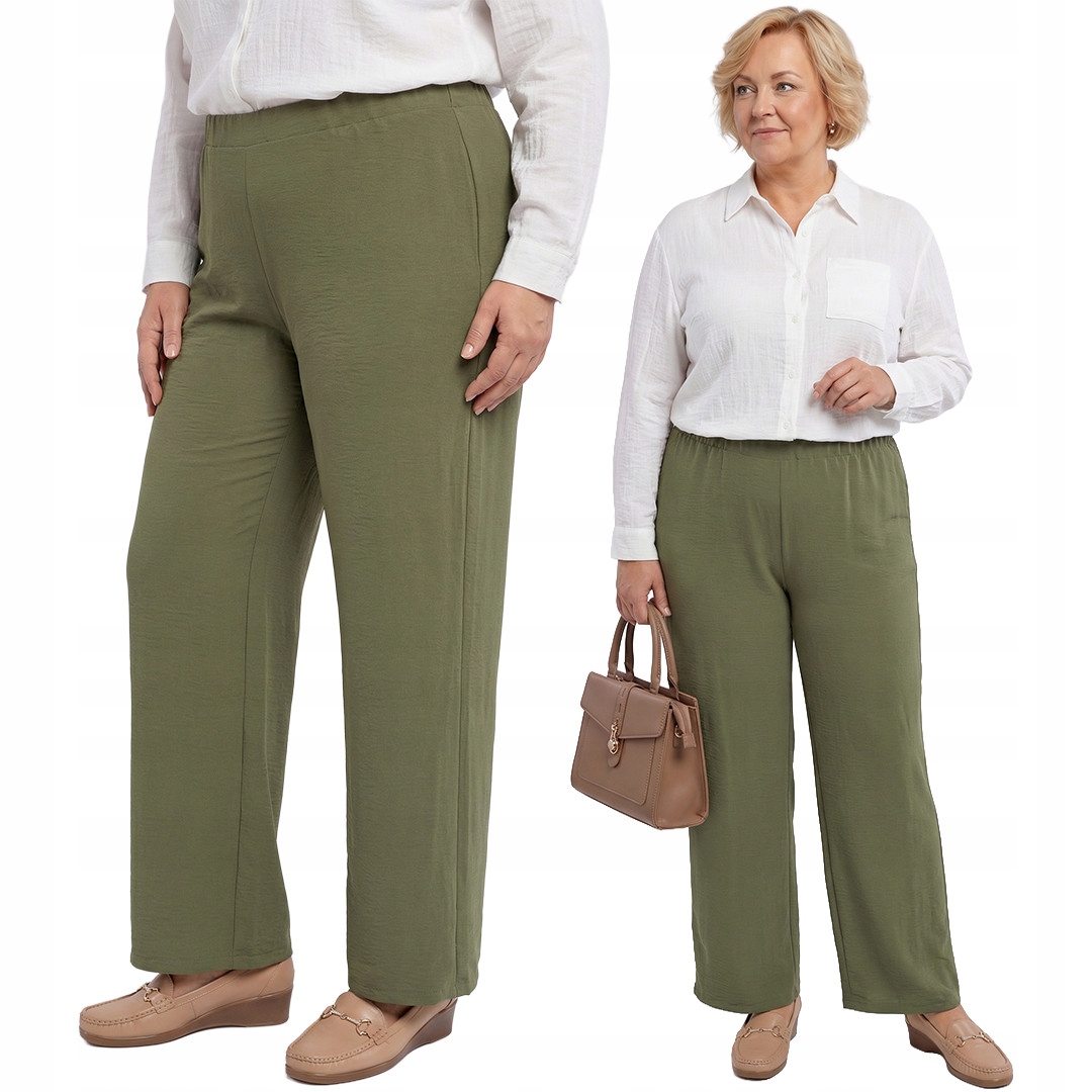 Khaki tenké kalhoty plus size velikost 46