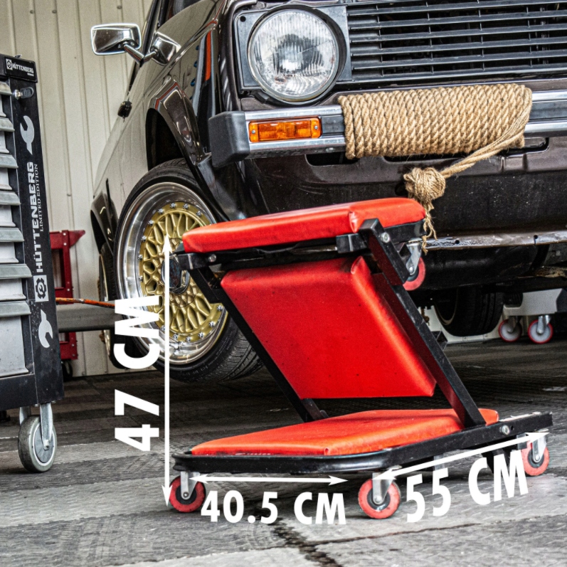 LEŻANKA WARSZTATOWA SKŁADANA 7 KOŁOWA SIEDZISKO STOŁEK WÓZEK WARSZTATOWY Marka Tekson