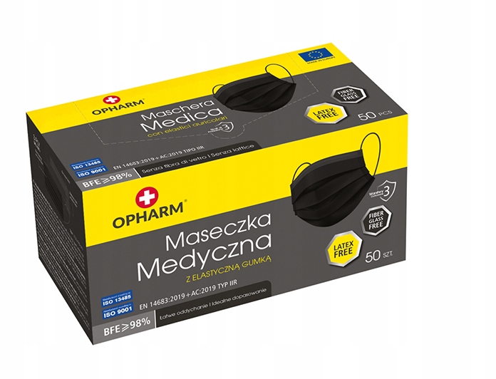 

Maseczka Maska medyczna czarna 50szt