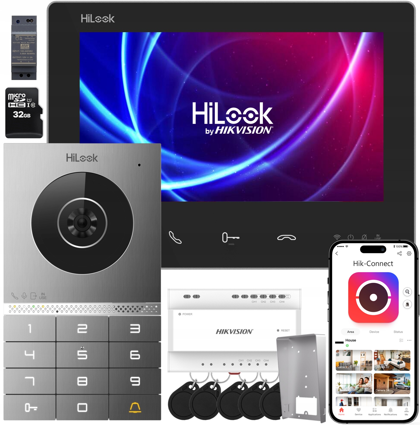 Videovrátnik 2-žilový WiFi Hikvision HiLook Brána Čítačka Kód Kľúčenka