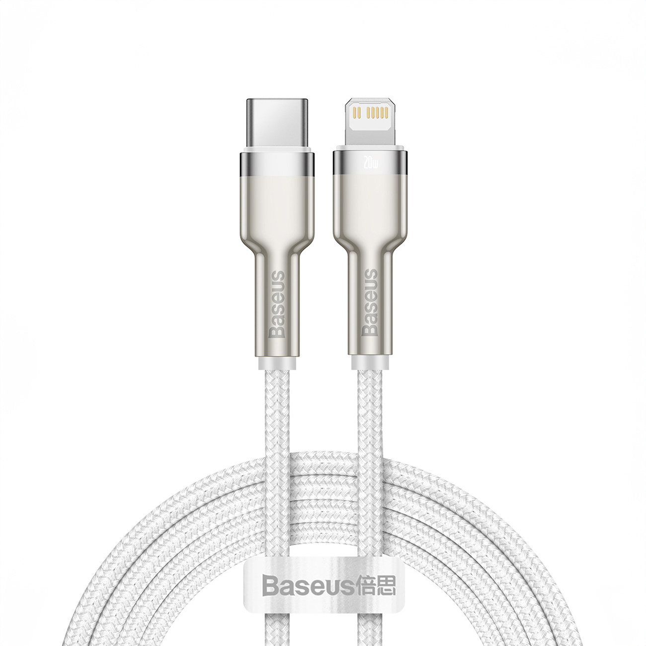 Kabel Baseus Cafule Series Metal Data Usb-c Lightning 20W Pd 1 m biały