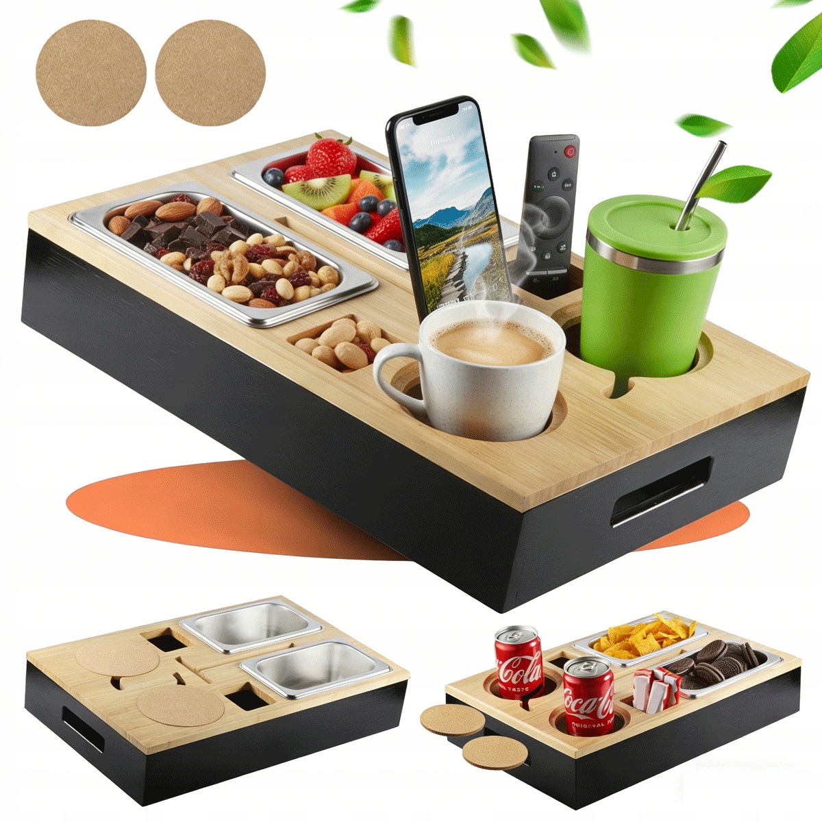 Nádoba na stůl se 2 miskami z oceli a magnetickým víčkem do hotelu