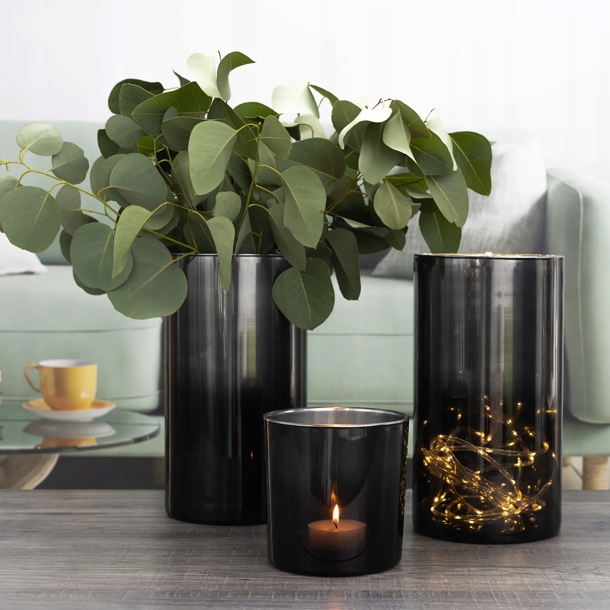 Osłonka CZARNA SREBRNA Na Doniczkę Rośliny OZDOBA GLAMOUR H 14 cm WAZON Kod producenta 70845BLA