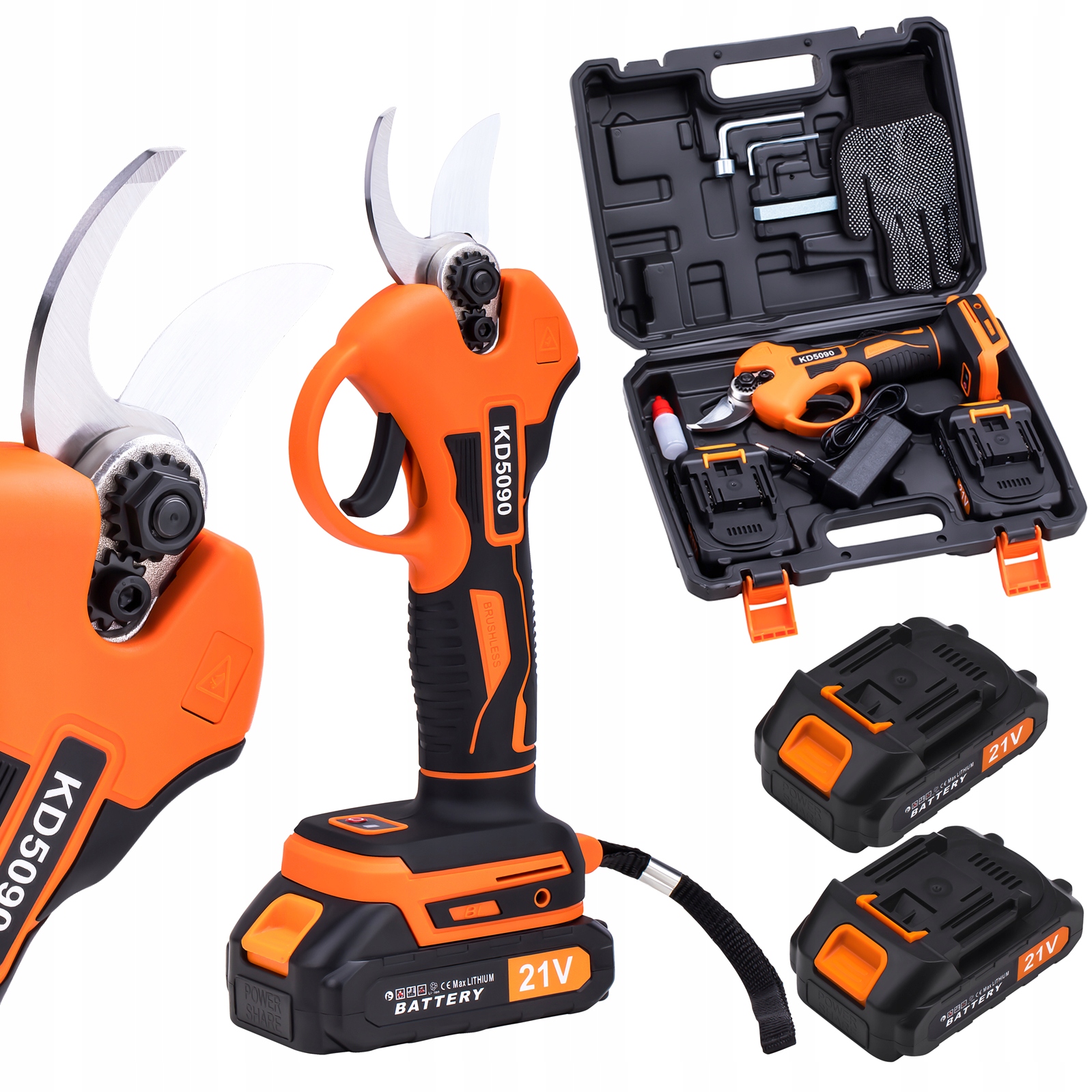 Sekator Akumulatorowy Kowadełkowy Nożyce Ogrodowe Elektryczne 2 x Aku 21V