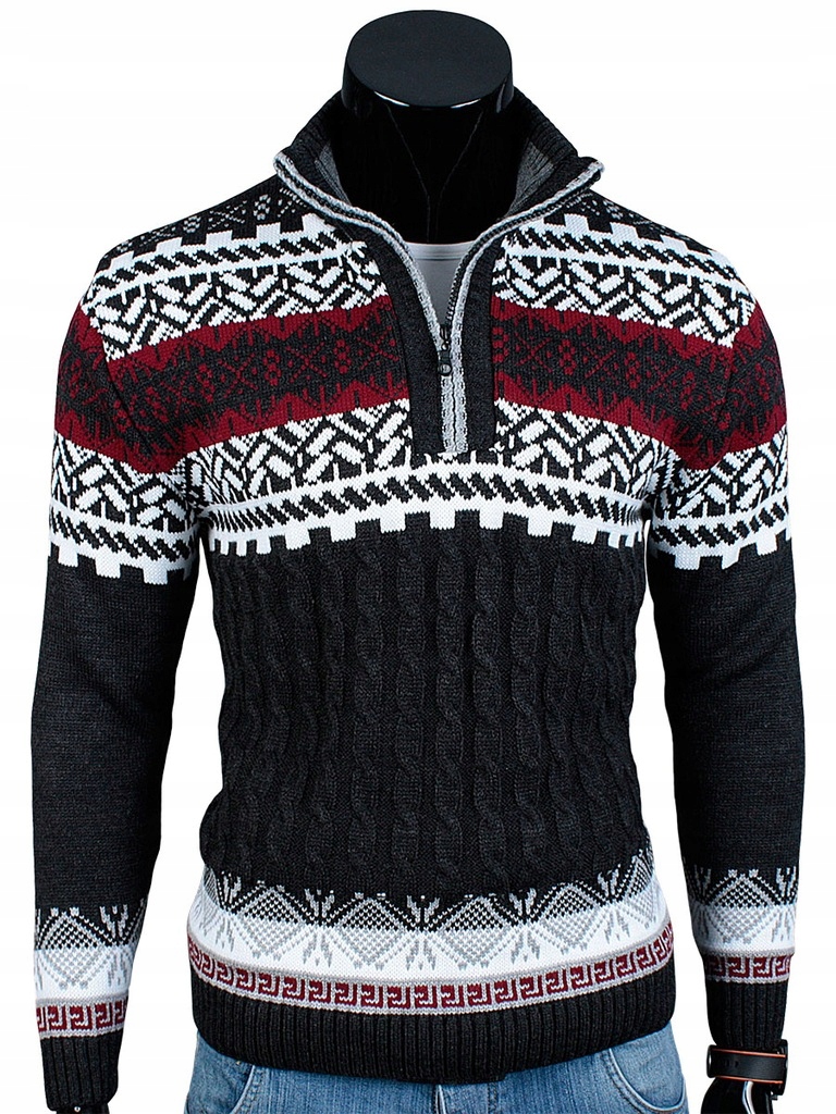 SWETER Wzór NORWESKI N67 Antracyt___L___POLSKA Marka inna