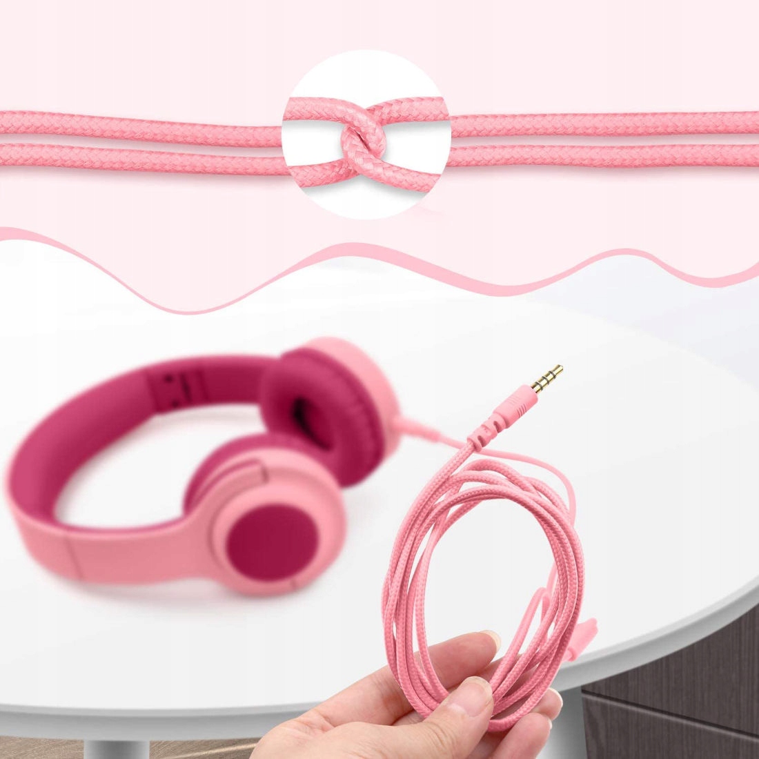 PICUN Q2 SŁUCHAWKI NAUSZNE Z MIKROFONEM DLA DZIECI RÓŻOWE Model Q2-PEACH