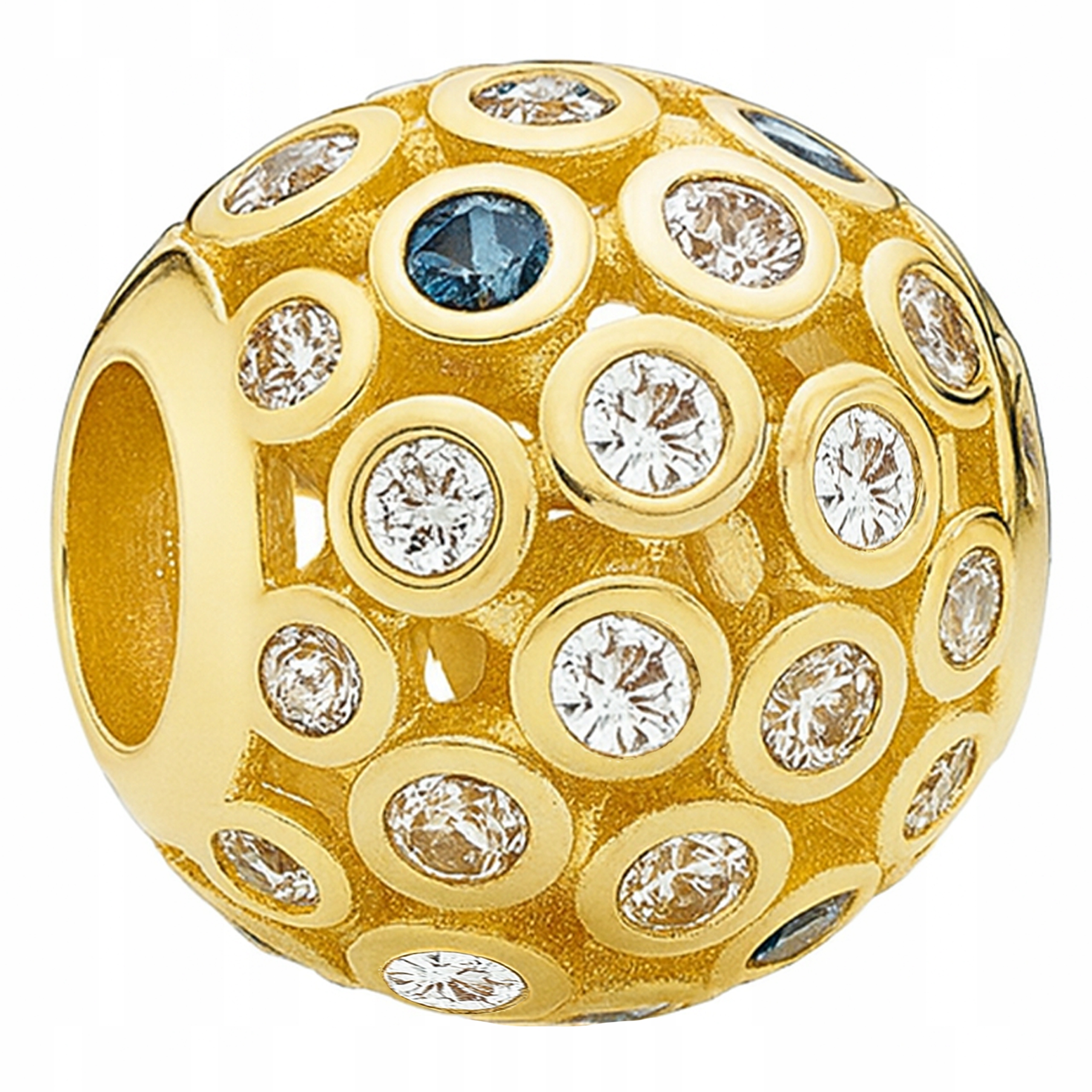 Zlatý přívěsek s modrými očky Křišťálový s zirkony Stříbro 925