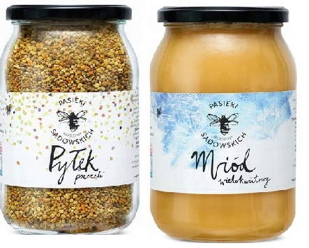 Levně Včelí pyl 600 g, med mnohokvětý 1,2 kg Pasieki Rodziny Sadowskich