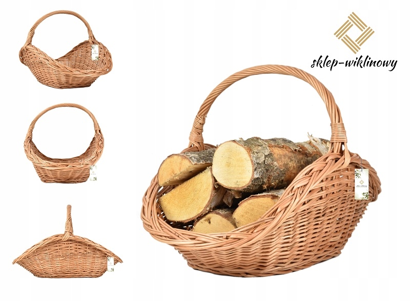 Polský krbový koš na palivové dřevo do krbu Proutěný stojan 61 cm