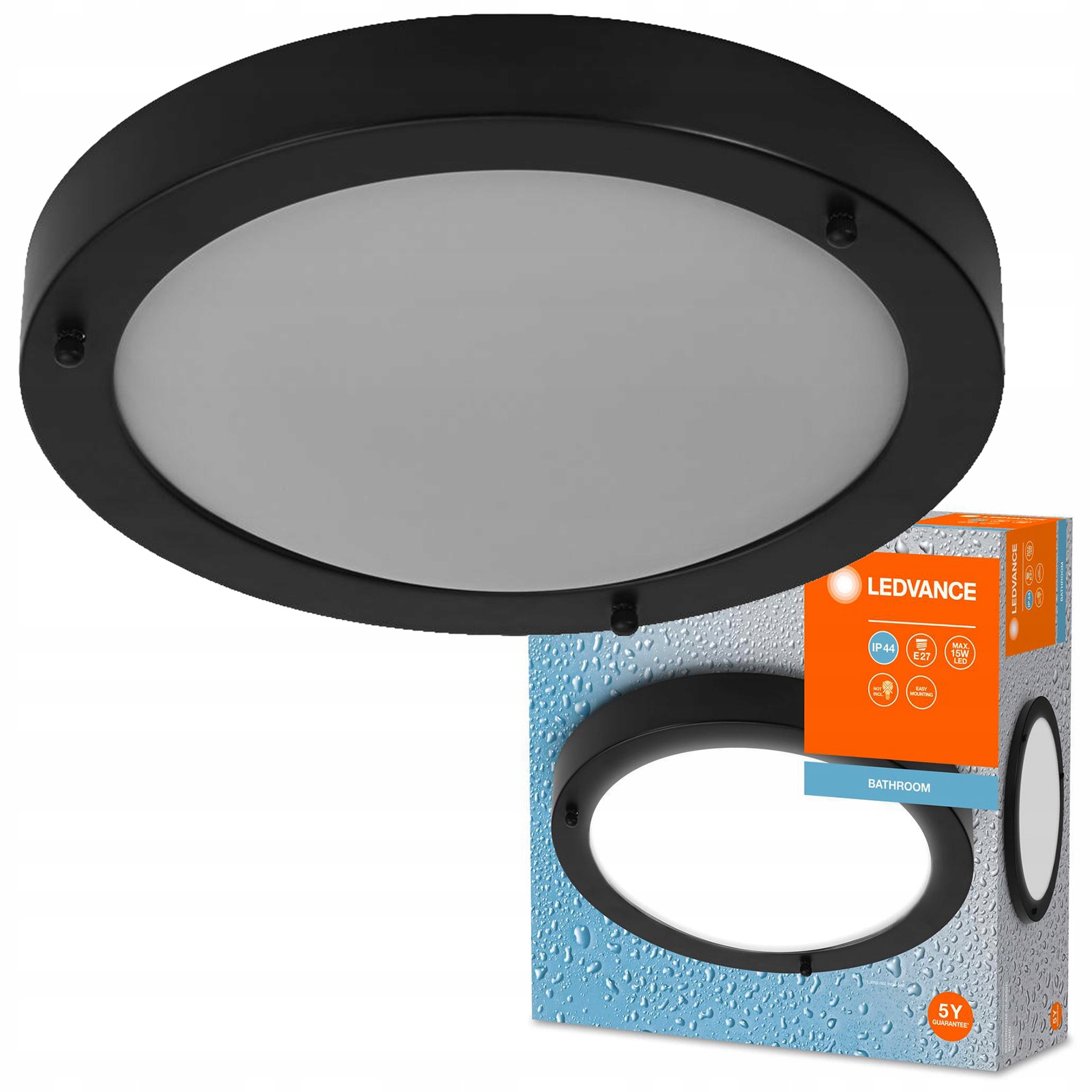 Stropní koupelnová lampa na omítku E27 IP44 31 cm Koupelnový cedník