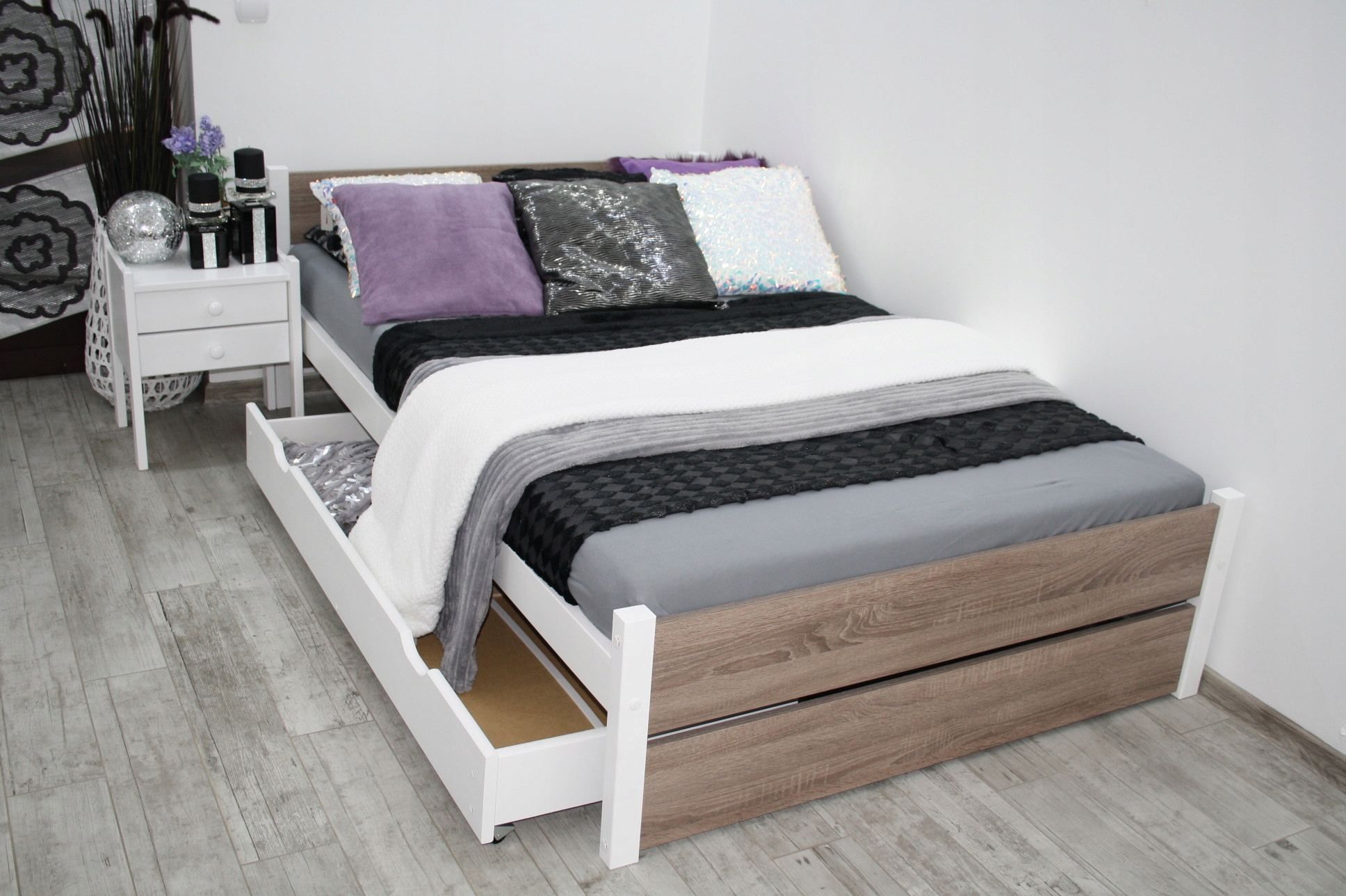 

łóżko Bella dąb truflowy 120x200 +MATERAC+szuflada