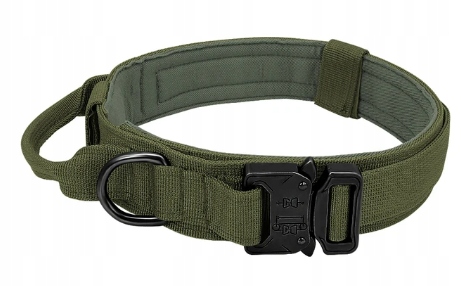 Levně Silný taktický látkový obojek s rukojetí M L XL zelený