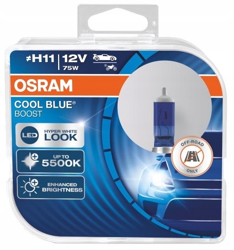 

Żarówki H11 Osram Cool Blue Boost White Look 5000K