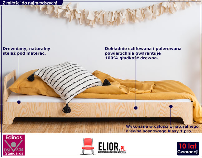ŁÓŻKO MŁODZIEŻOWE DREWNIANE SOSNOWE TAPCZAN 80 CM Typ łóżko pojedyncze