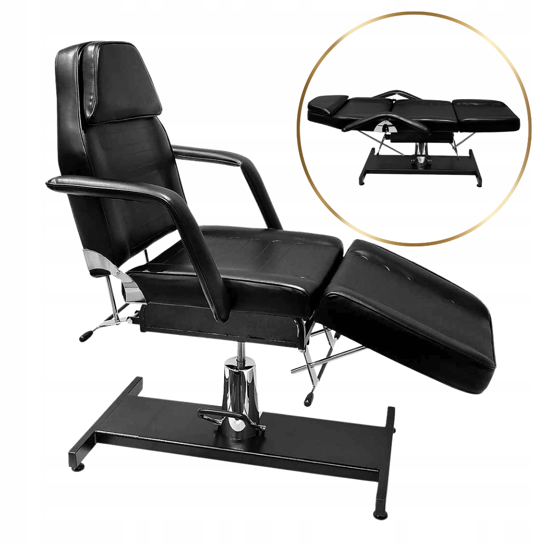 Kosmetické Křeslo Hydraulické Lehátko Otočné Černé