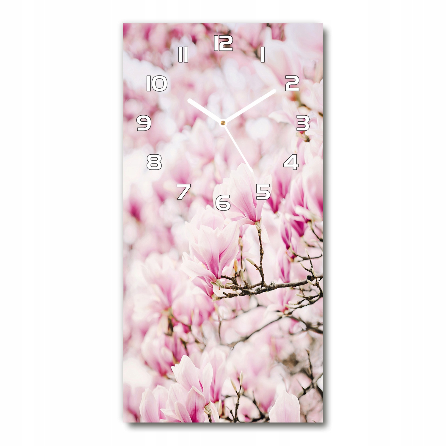 

Zegar ścienny cichy Kwiaty magnolii 30x60 pionowy