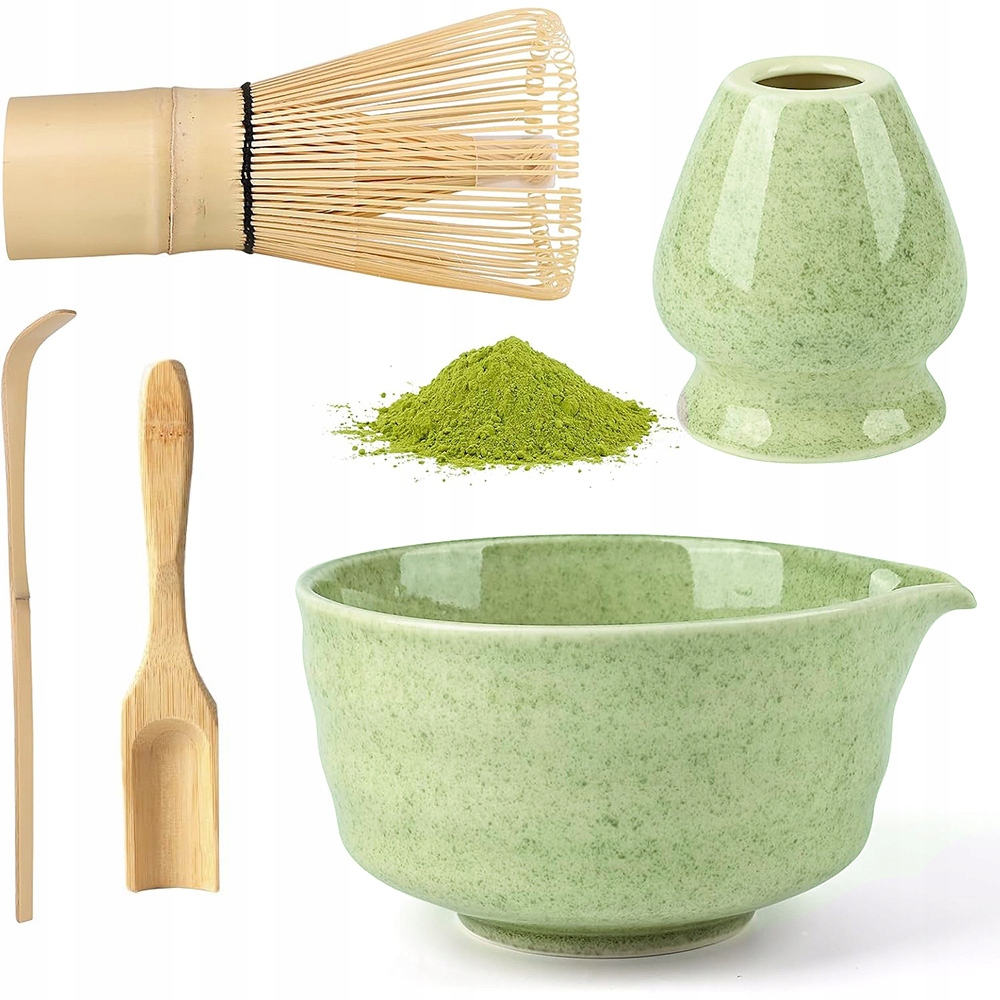 Sada Matcha Přírodní Bambus S Keramickou Mísou Whisk Lžíce 5 Ks Myčka Nádobí