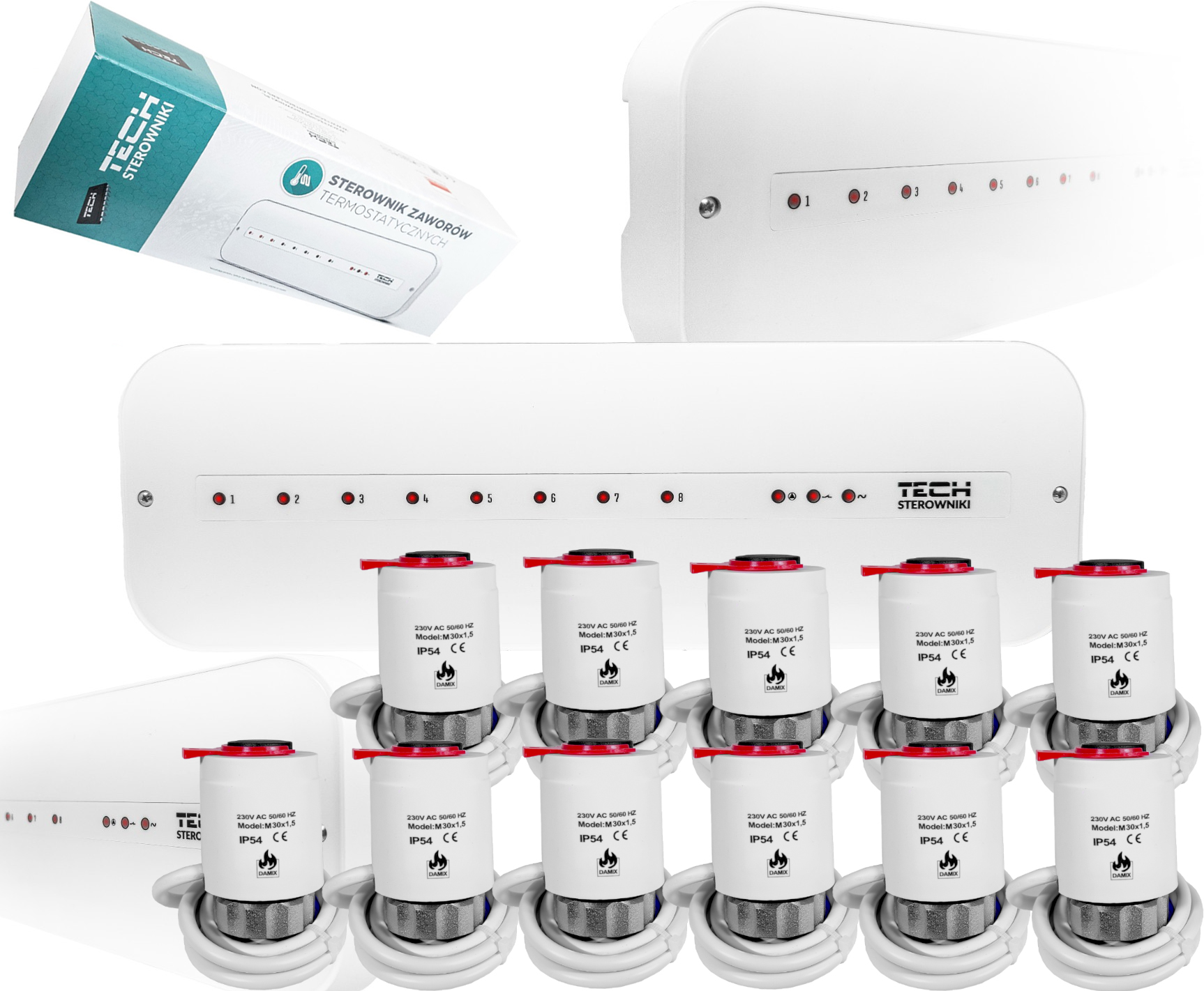 Ovládací Lišta L-5-S Slim +11 Termoelektrické Pohony M30NC 230V Damix