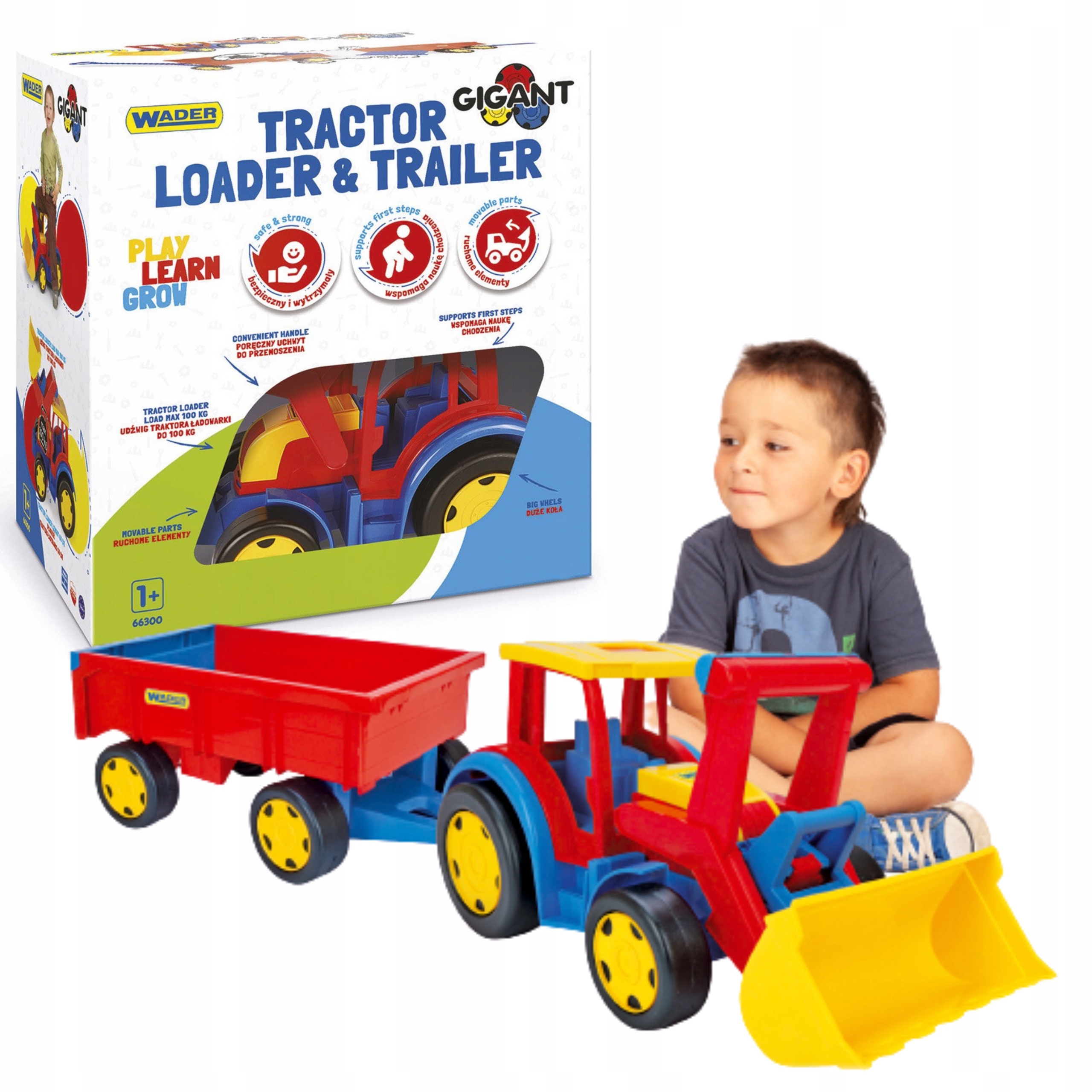 

Traktor Z Łyżką I Przyczepą 120cm Wader 66300