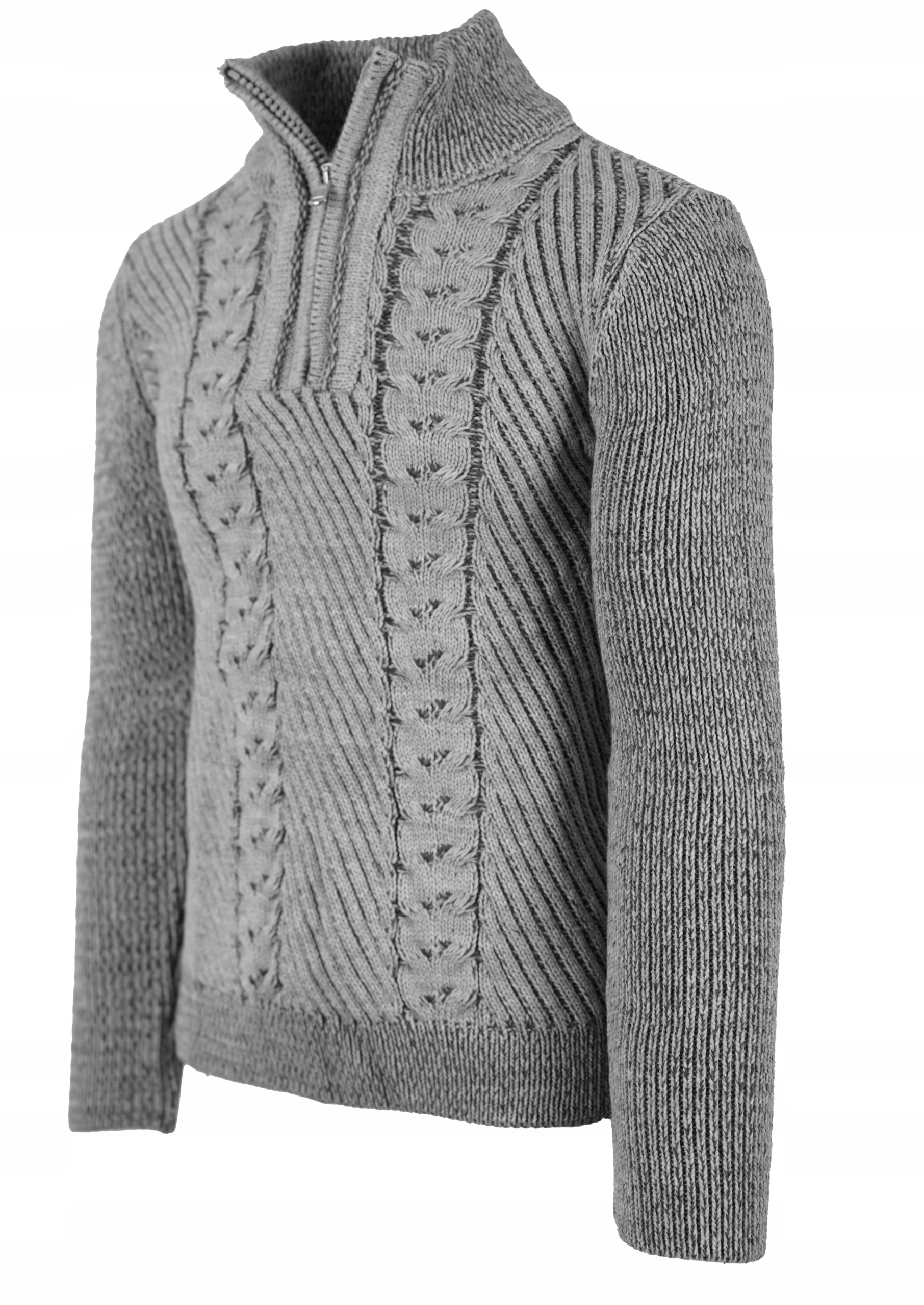 SWETER MĘSKI GOLF GRUBY WEŁN ZAMEK SIWY CIEPŁY 2XL Rozmiar XXL