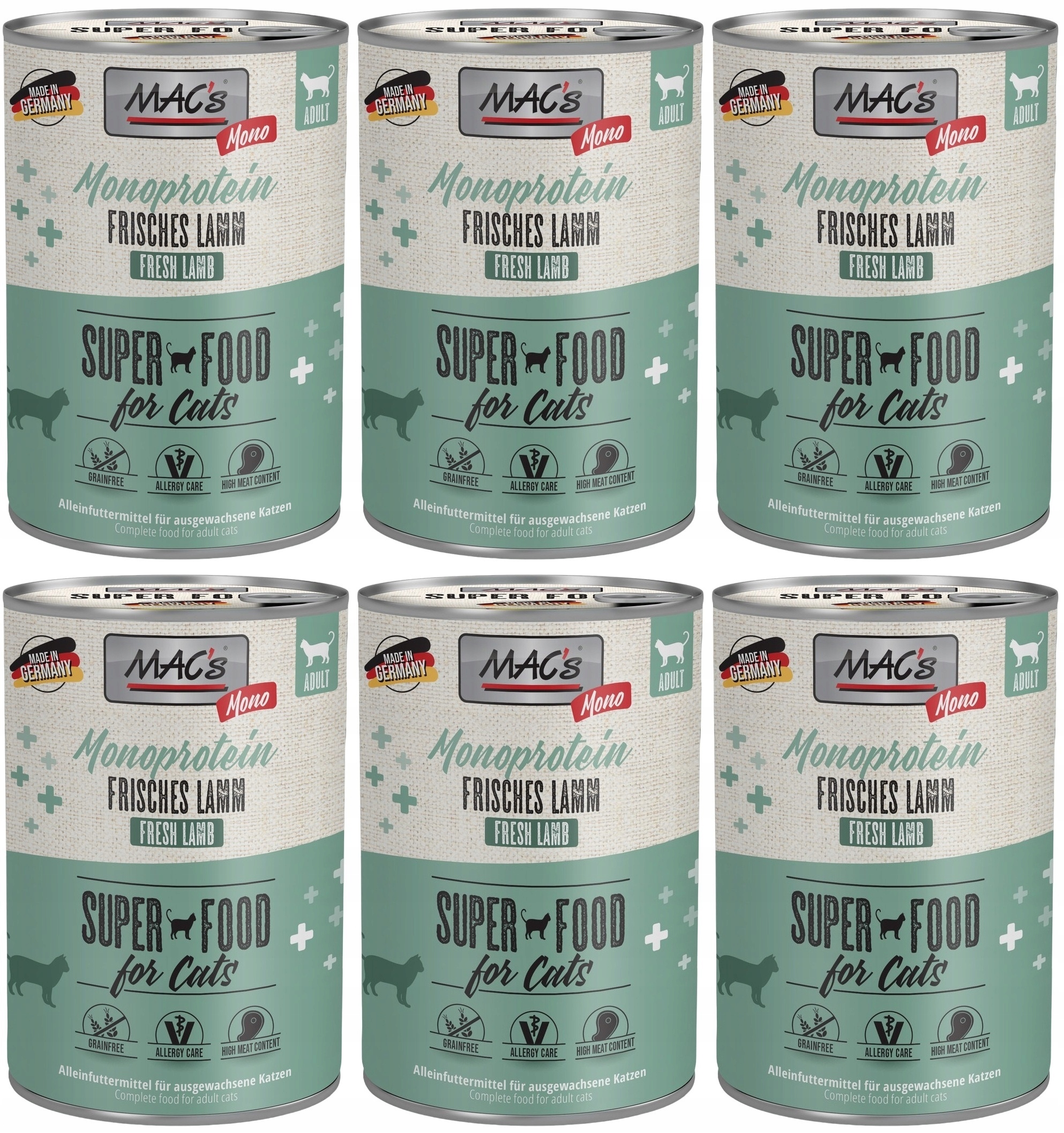 Levně MAC's Cat Monoprotein Jehněčí 6 plechovek 400 g
