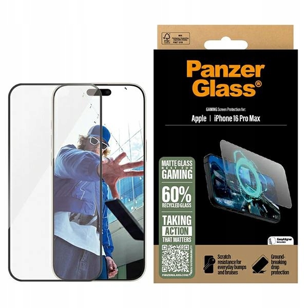 PanzerGlass Ochranné sklo na displej pre hráčov iPhone 16 Pro Max 6.9" Ultra-Wide Fit 28