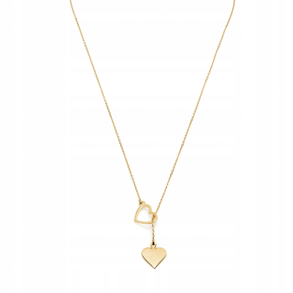 Naszyjnik krawatka pozłacany Ania Kruk złote serce pik srebro 925