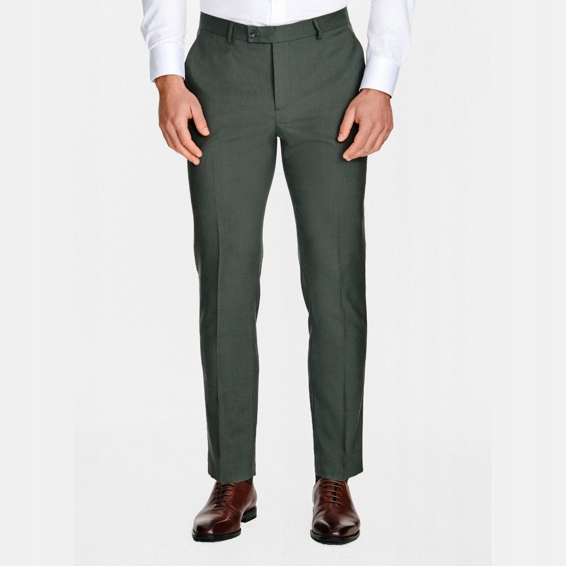 Zelené oblekové kalhoty 100% vlna Slim Fit Pako Lorente vel