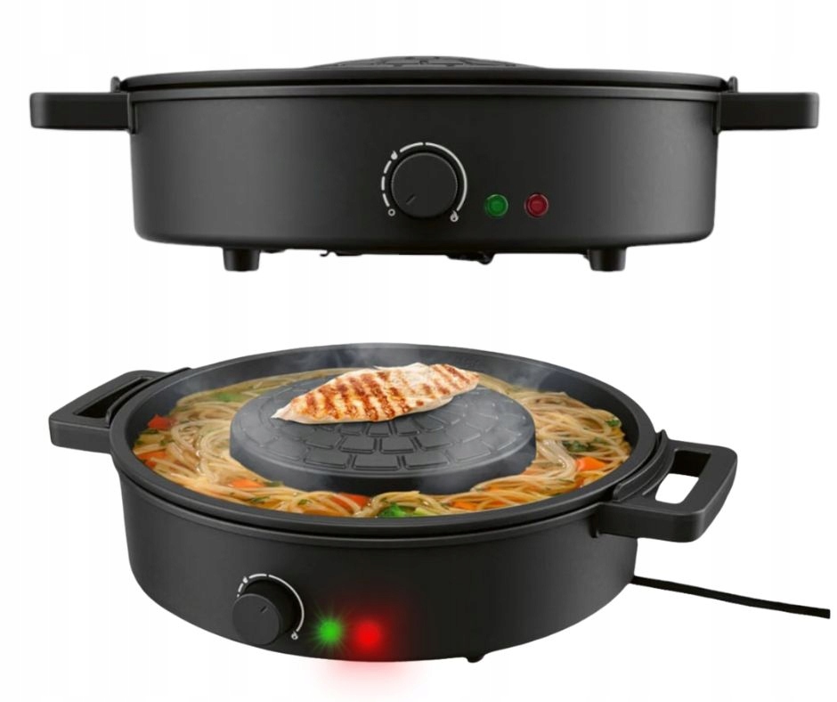 Grill Tajski Patelnia Elektryczna Stołowy Garnek Hot Pot 2w1