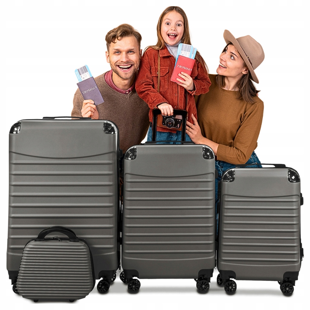 Zestaw walizek podróżnych 4w1 na kółkach duża średnia mała grafit Outlet