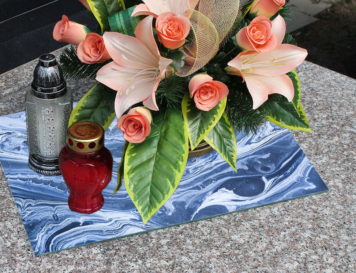 Podstawka na CMENTARZ szyba HARTOWANA + gumowe podstawki 52x40cm na POMNIK Motyw inny