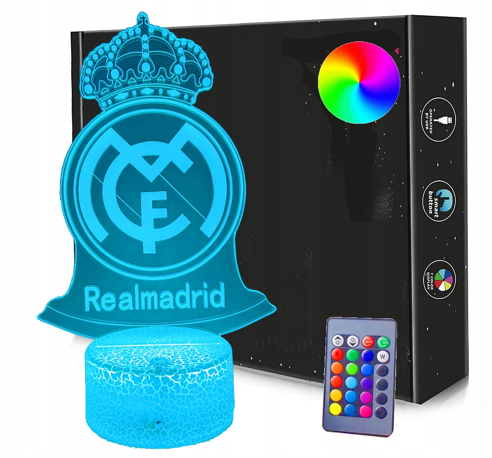 

Lampka nocna Real Madryt 3D Led Usb Pilot
