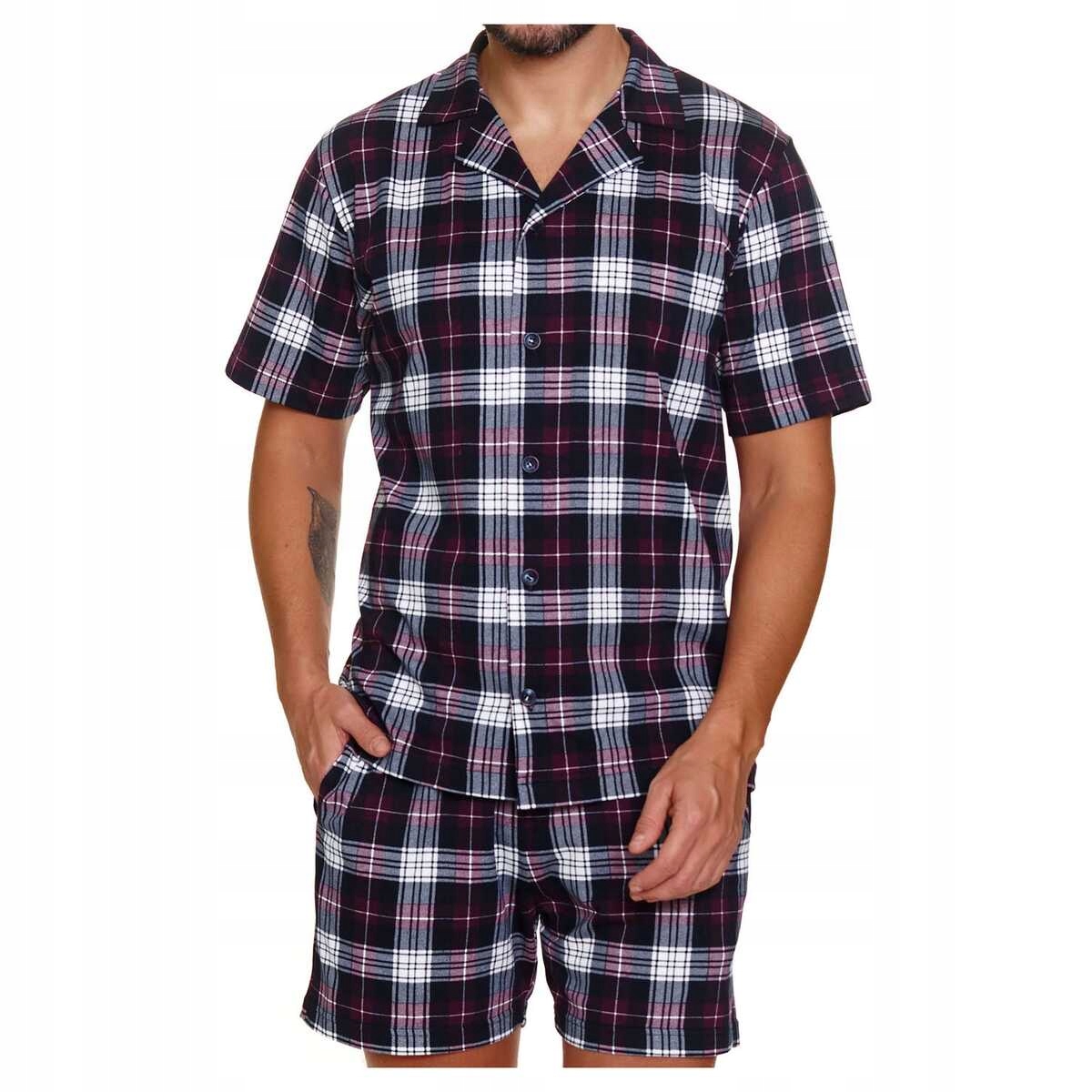 Doctornap Pánské bavlněné pyžamo s krátkým rukávem Pmb 7234 bordo XL