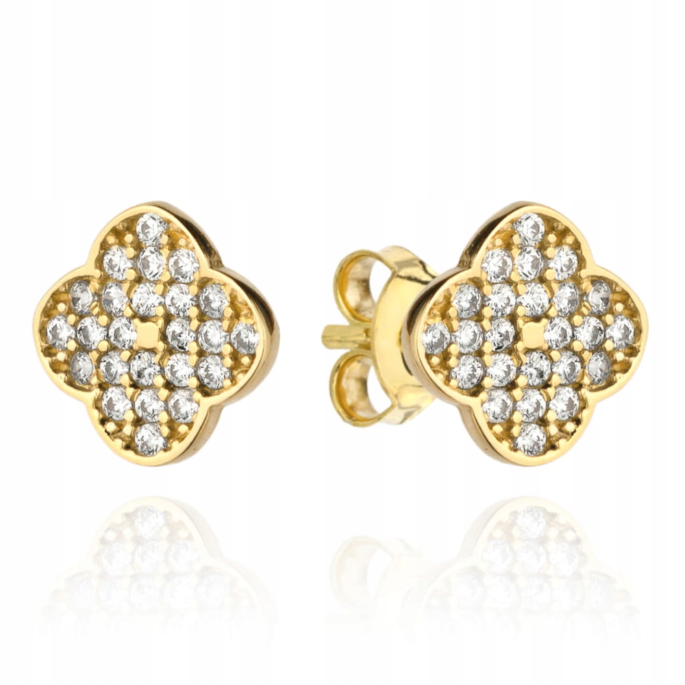 

Kolczyki złota koniczynka wysadzana cyrkoniami 585