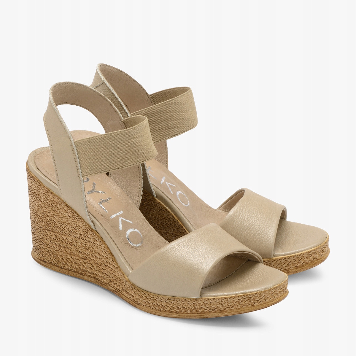 

Ryłko beżowe skórzane sandały damskie 39