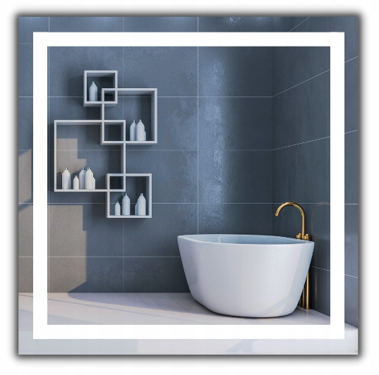

Lustro Łazienkowe 90x90 Srebrne Piaskowane