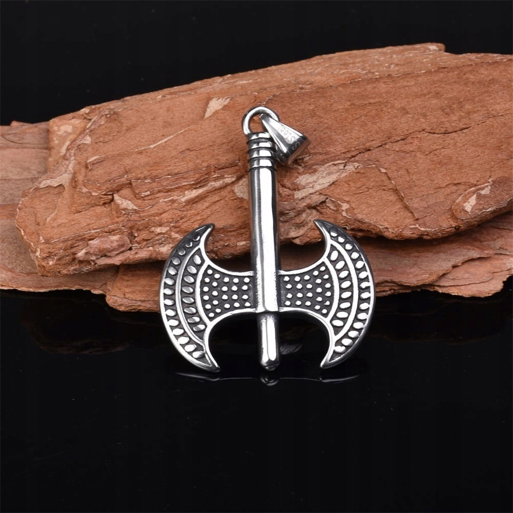 Srebrny Wisiorek Męski Topór Dwustronny Stal Marka Inna marka