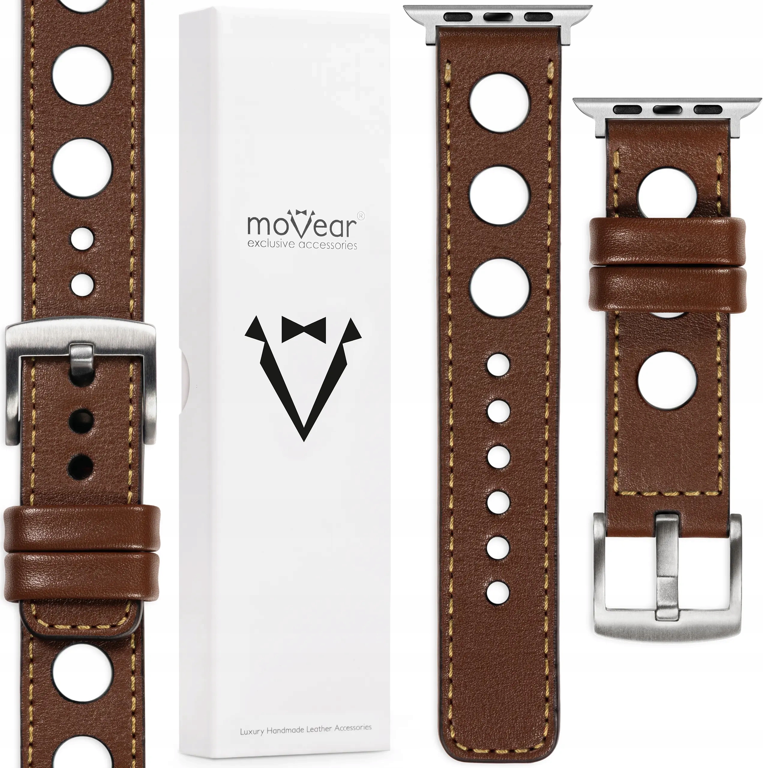 Pásek pro Apple Watch 49/46-44 mm Kožený Ručně vyrobený Polský Tmavě hnědý