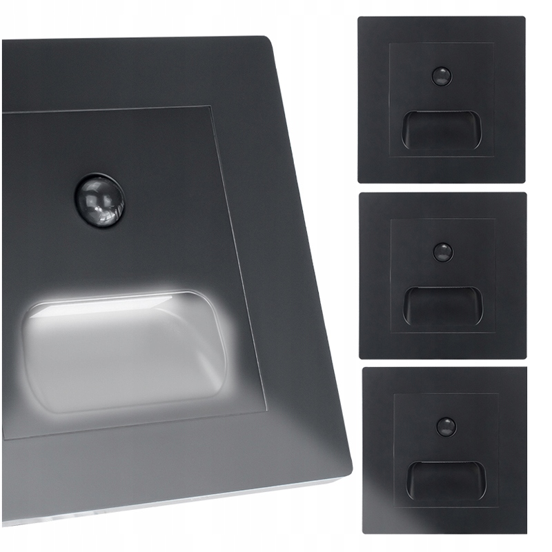 3x Lampki Oprawki Led Schodowe Z Czujnikiem Ruchu Zmierzchu Puszka 230V