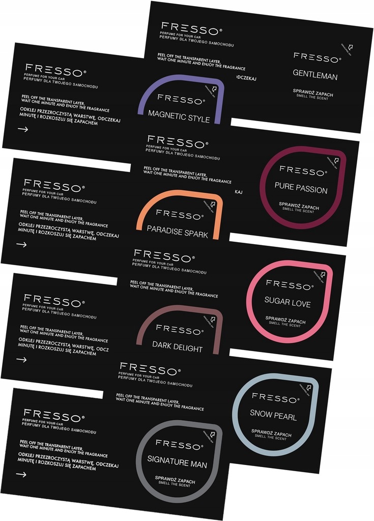 FRESSO ZESTAW KART TESTERÓW ZAPACHOWYCH - PERFUMY SAMOCHODOWE Rodzaj atomizery