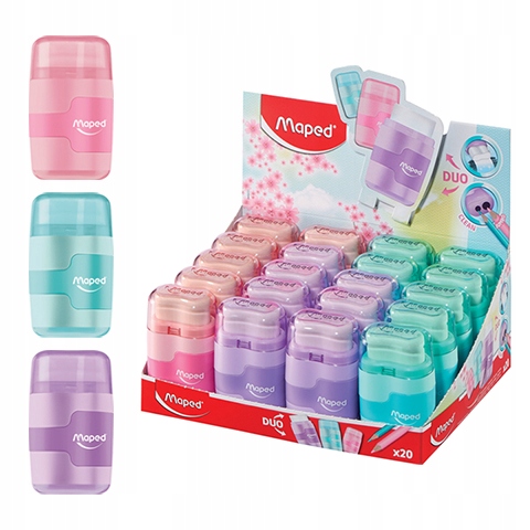 Temperówka Maped Connect Pastel 2 otwory , z gumką Rodzaj manualna podwójna z pojemnikiem