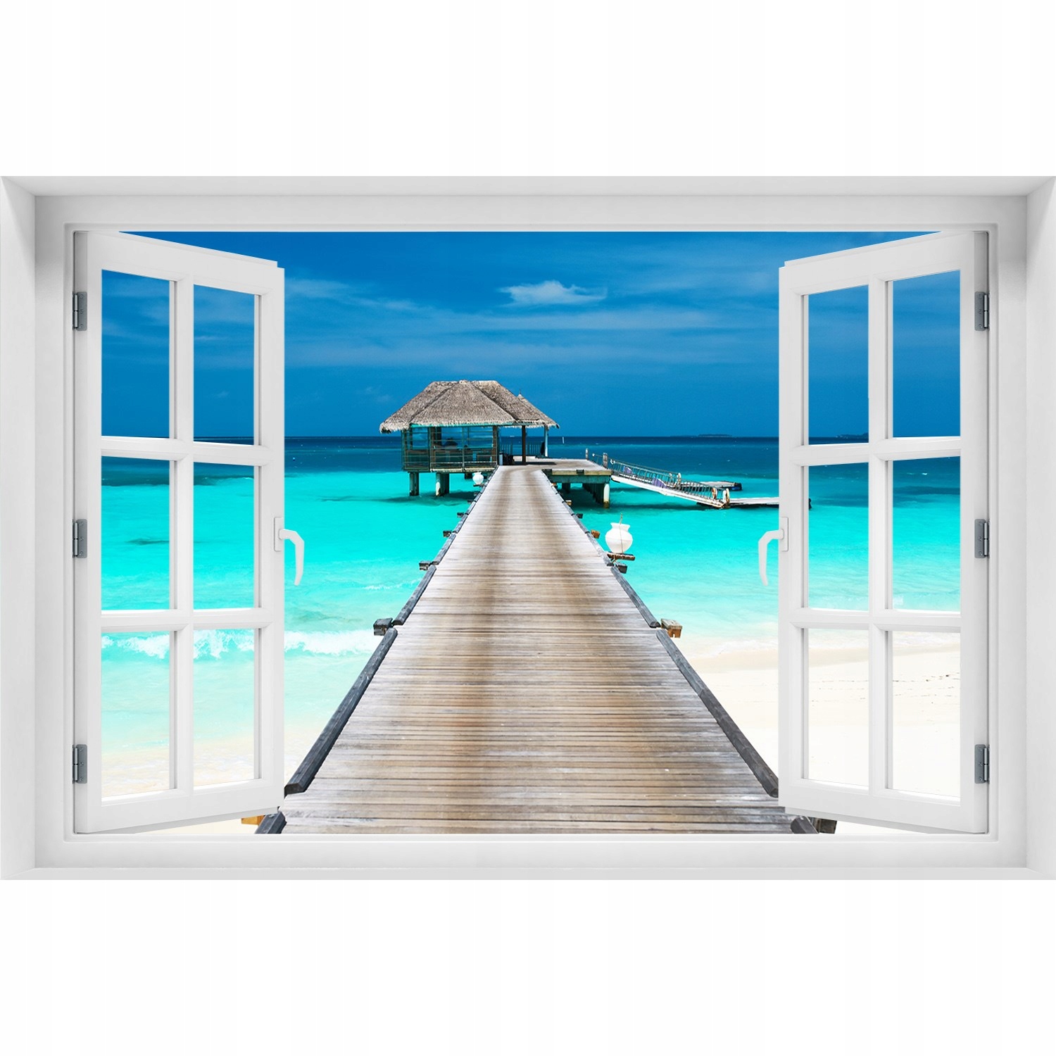 

Naklejka Fototapeta 3D Okno Drewniane molo 90x60