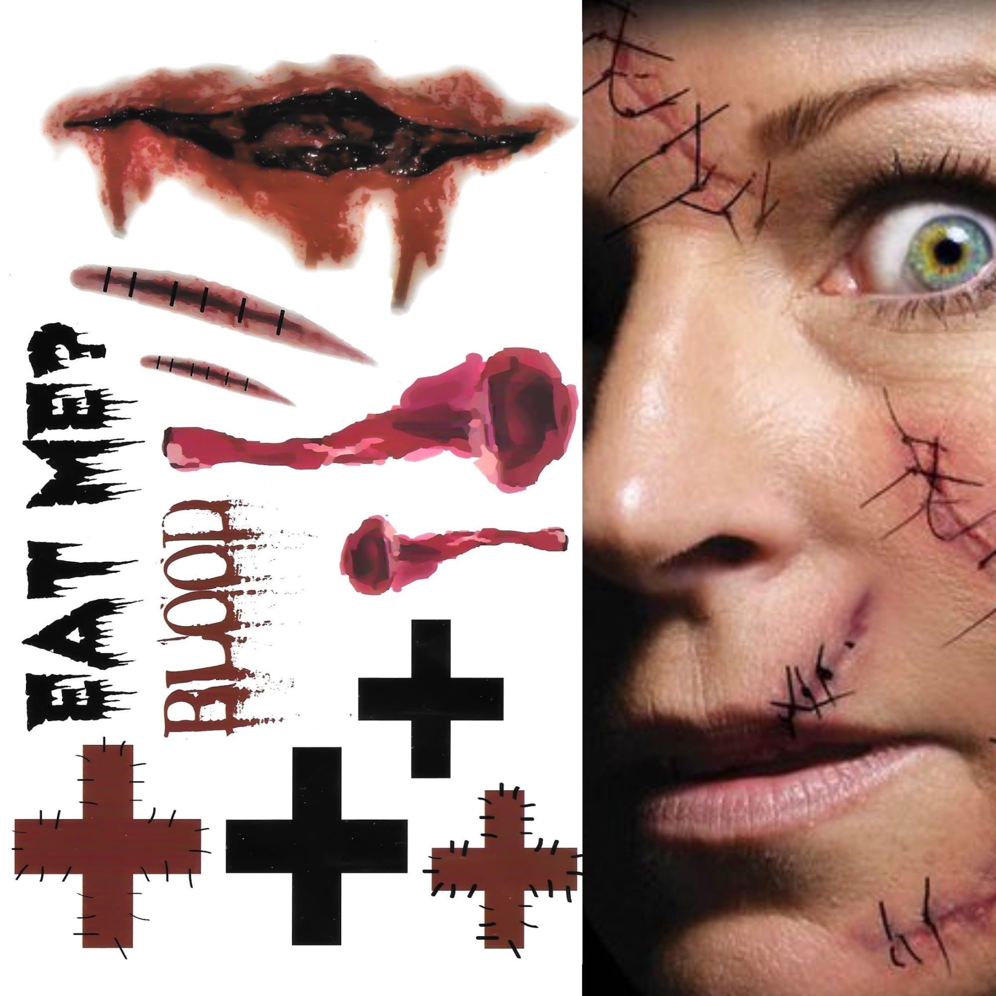

Tatuaże blizny rany zombie szwy halloween zmywalne