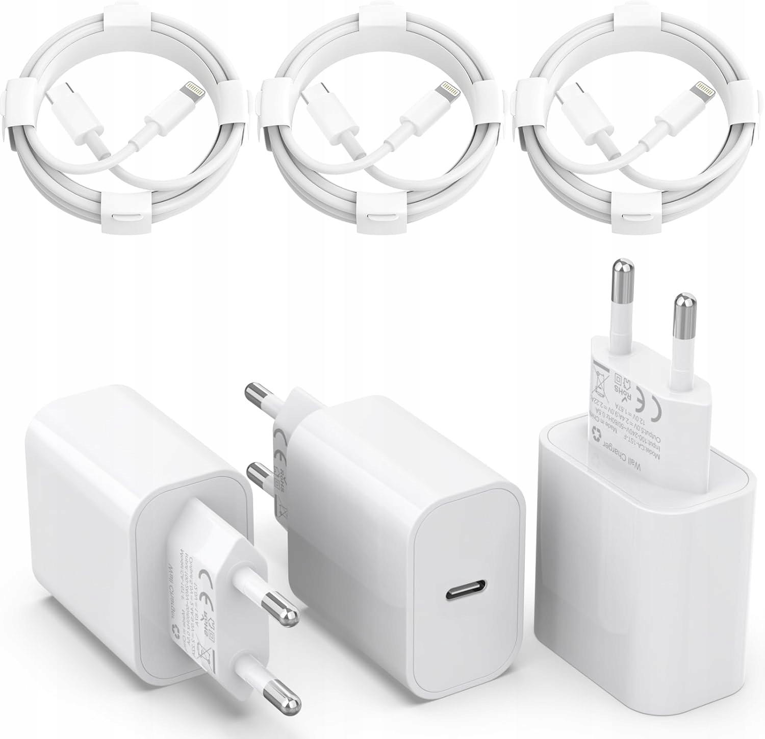 APPLE Certyfikowany Zestaw 4 Szybka Ładowarka 25W USB C Kabel iPhone 2M — miniatura 8