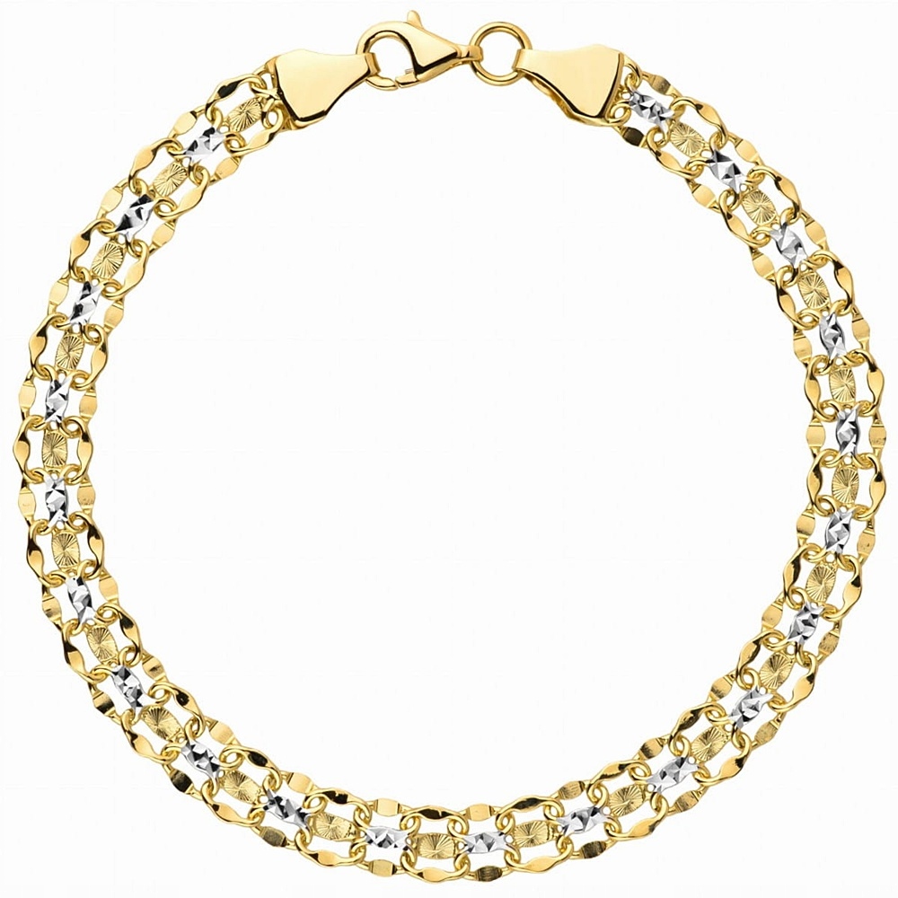 Bransoletka Złota Pełna z Kolekcji "piatto" w Dwóch Kolorach Złota pr 585