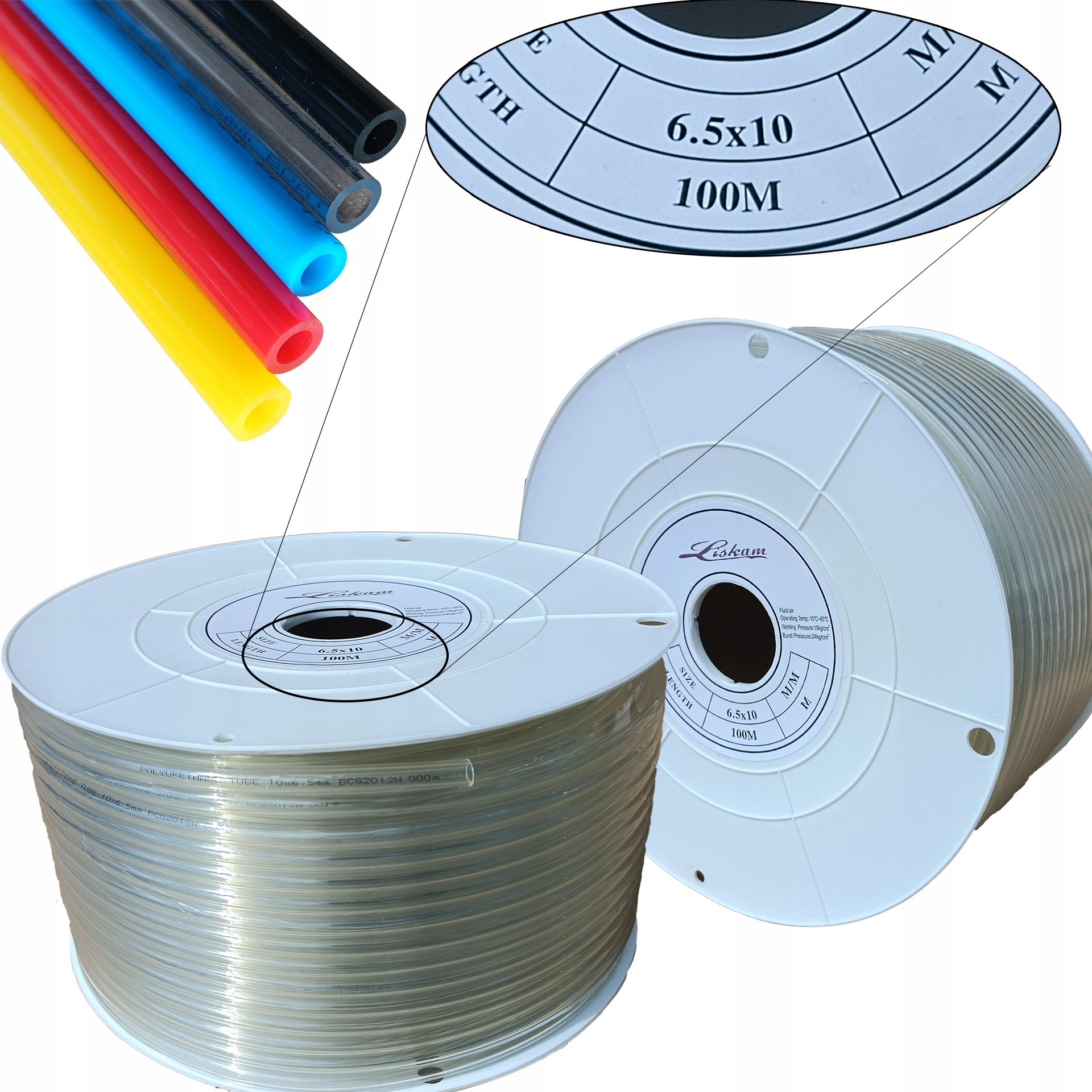 Polyuretan Pneumatická Pu hadice Tekalan 10x6.5 mm Průhledný 100 M