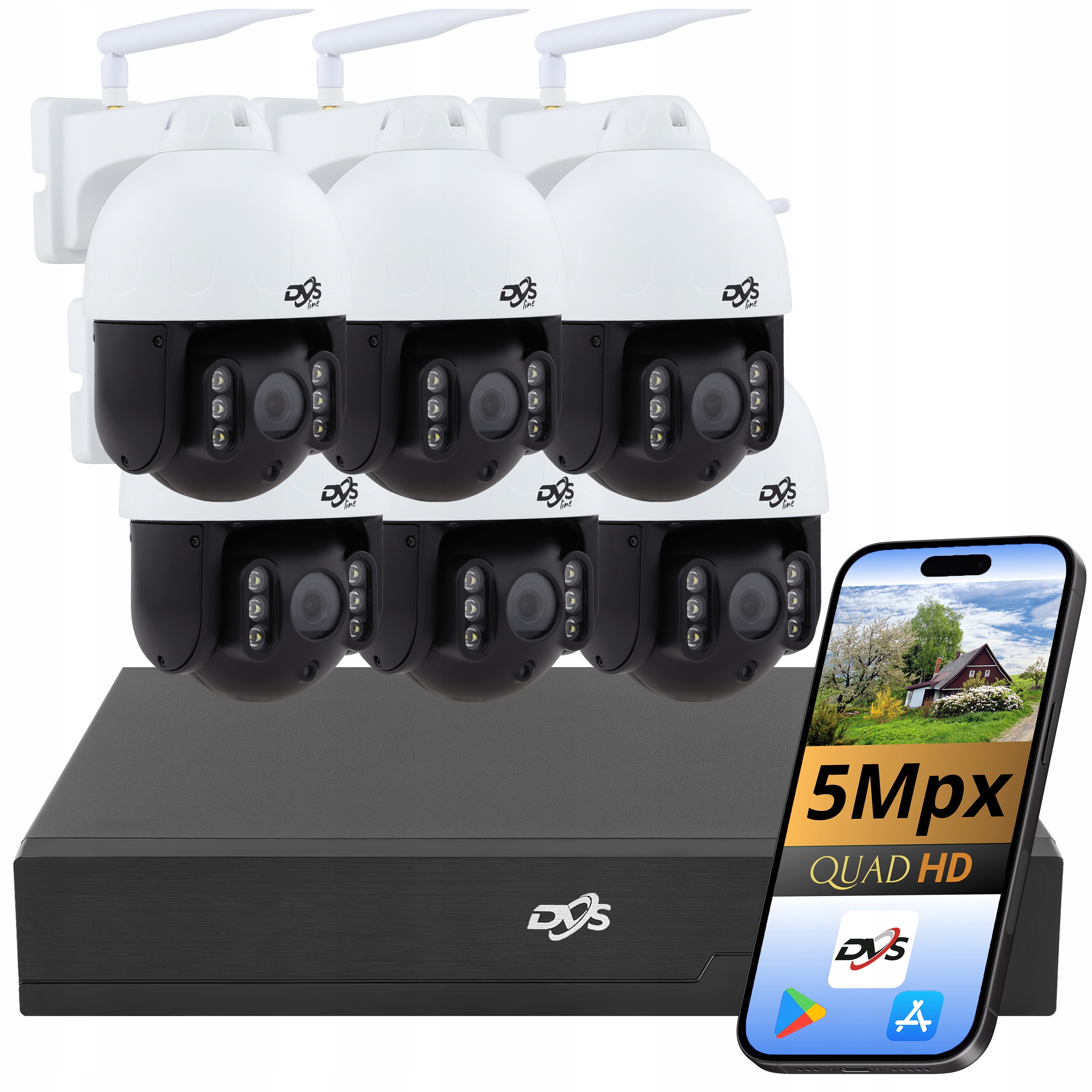 Sada Wifi Kamer Pro Monitorování Domácnosti 6 Otočných Kamer 5 Mpx Apka Camhipro