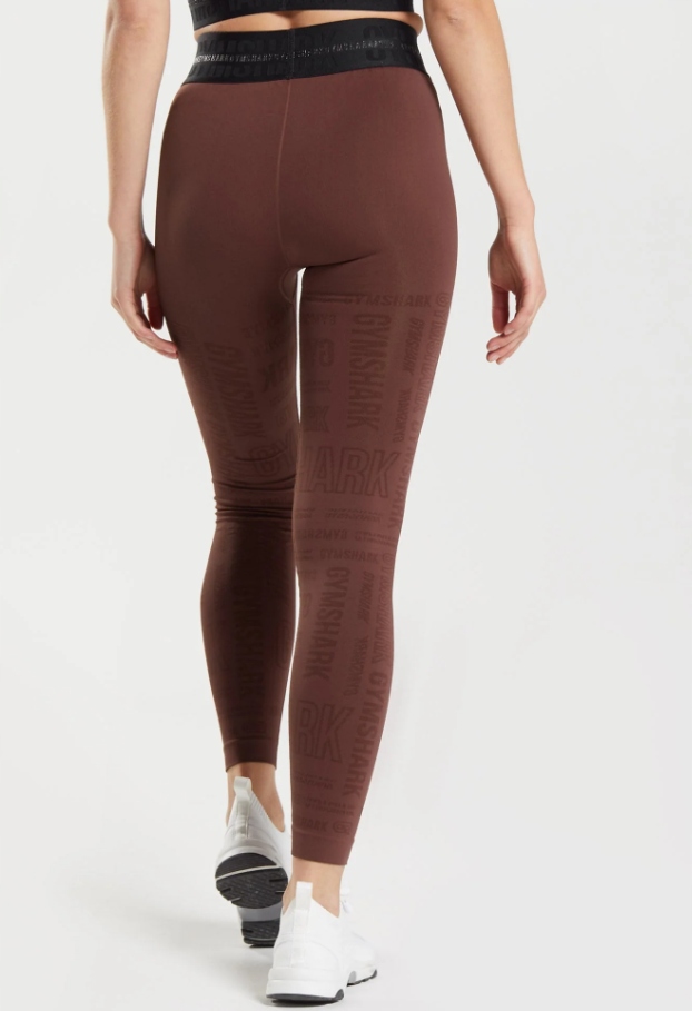 GYMSHARK LEGGINSY SPORTOWE DŁUGIE Z NAPISAMI BORDOWE S 1Z0G4_E* Marka Gymshark