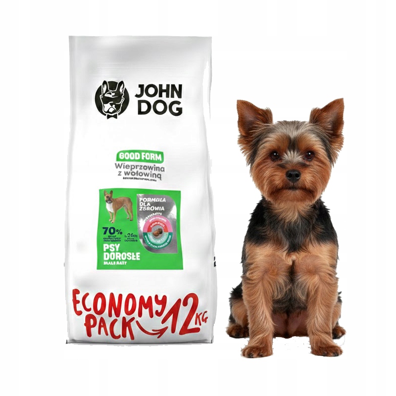 John Dog Vepřové S Hovězím Pro Malá Plemena Dospělých Psů 12kg Bez Lepku
